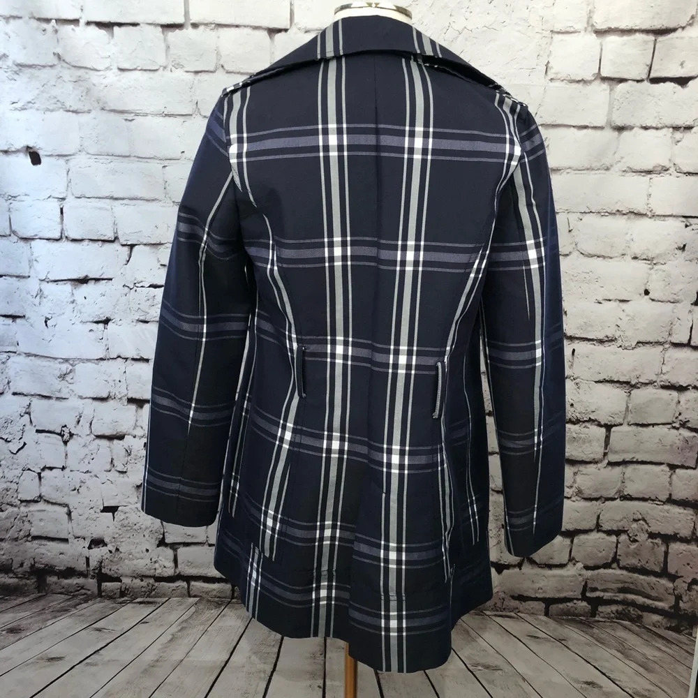 Zara Basic Blue Plaid Checkered Spring Jacket - image 7